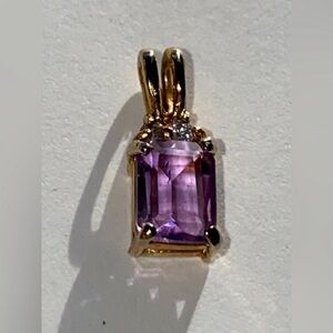 14k Diamond and Amethyst Pendant